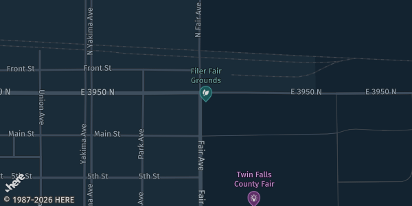 Map showing Twin Falls County Fairgrounds in Filer, ID.