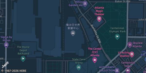 Map showing Georgia World Congress Center in Atlanta, GA.