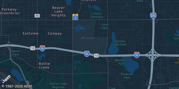 Map of Maplewood, MN. The exact address of Maplewood Mall is not known, so the map shows the area rather than a specific building.