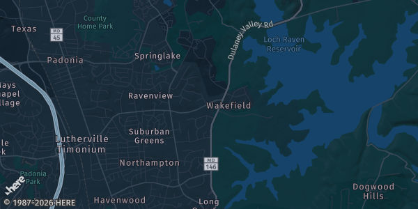 Map of Timonium, MD. The exact address of Maryland State Fairgrounds — 4-H Building is not known, so the map shows the area rather than a specific building.