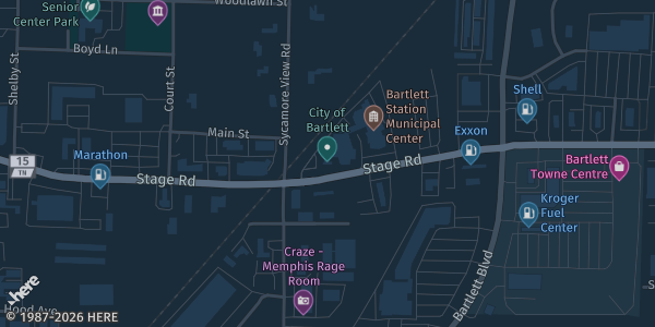 Map showing The Venue at Bartlett Station in Bartlett, TN.