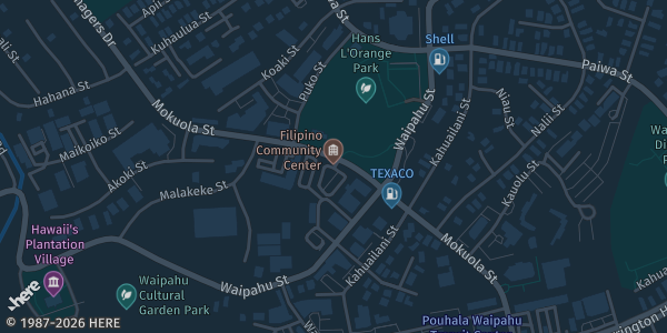 Map showing Filipino Community Center (FilCom Center) in Waipahu, HI.