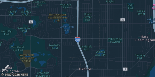 Map of Bloomington, MN. The exact address of Minneapolis Trading Card Fest is not known, so the map shows the area rather than a specific building.