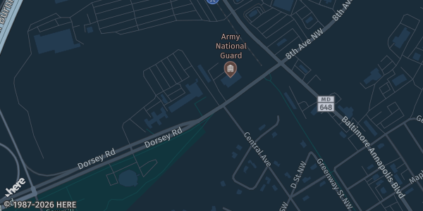 Map showing Monsignor Slade Catholic School in Glen Burnie, MD.