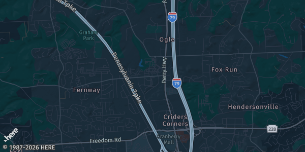 Map of Cranberry Township, PA. The exact address of Pittsburgh Marriott North is not known, so the map shows the area rather than a specific building.