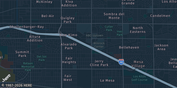 Map of Albuquerque, NM. The exact address of New Mexico Comic Expo is not known, so the map shows the area rather than a specific building.