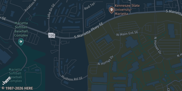 Map showing 1032 S. Marietta Parkway in Marietta, GA.