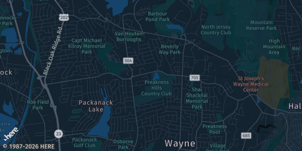 Map of Wayne, NJ. The exact address of Wayne NJ WAYNE PAL is not known, so the map shows the area rather than a specific building.