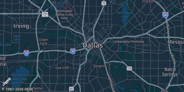 Map of Dallas, TX. The exact address of Dallas, TX (venue TBA — see txcardshows.com) is not known, so the map shows the area rather than a specific building.