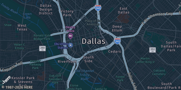 Map of Dallas, TX. The exact address of NTX Universe (Dallas) is not known, so the map shows the area rather than a specific building.