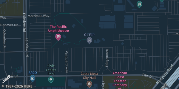 Map showing OC Fair & Event Center in Costa Mesa, CA.