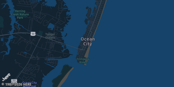 Map of Ocean City, MD. The exact address of Ocean City Comic Con is not known, so the map shows the area rather than a specific building.