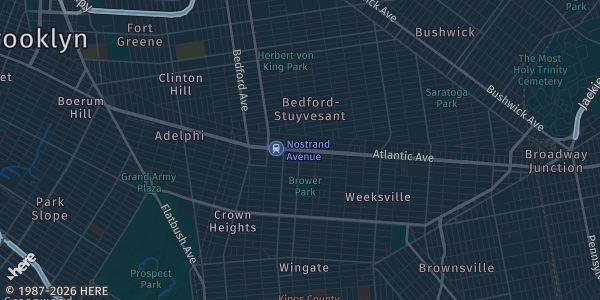 Map of Brooklyn, NY. The exact address of Brooklyn College West Gym is not known, so the map shows the area rather than a specific building.