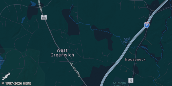Map of West Greenwich, RI. The exact address of Covnetry-WG Elks Club is not known, so the map shows the area rather than a specific building.