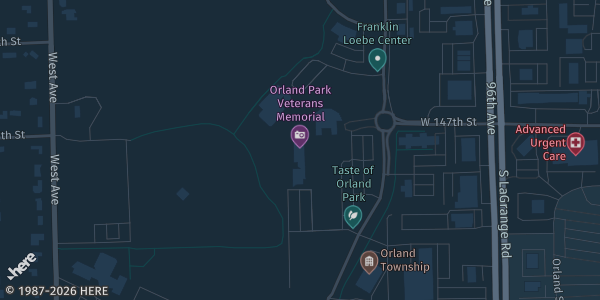 Map showing Orland Park Civic Center in Orland Park, IL.