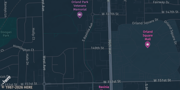 Map showing Orland Park Civic Center in Orland Park, IL.