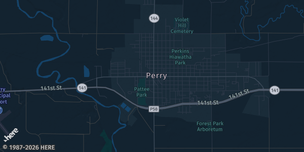 Map of Perry, IA. The exact address of Perry IA -MCM Cottagecore VTG Retro Heirloom Eclectic Designer is not known, so the map shows the area rather than a specific building.