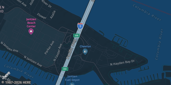 Map showing Holiday Inn Columbia Riverfront in Portland, OR.
