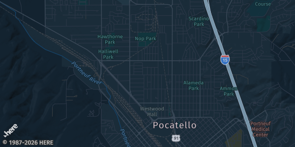 Map of To GracePocatello, ID. The exact address of Mountain View Event Center is not known, so the map shows the area rather than a specific building.