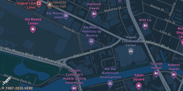 Map showing Ala Moana Hotel — Hibiscus Ballroom & Garden Lanai in Honolulu, HI.