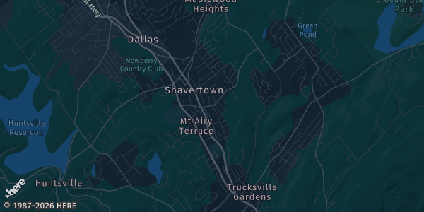 Map of Shavertown, PA. The exact address of The Rock Center is not known, so the map shows the area rather than a specific building.