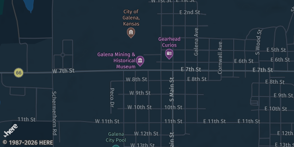 Map showing Galina Senior and Events Center in Galena, KS.