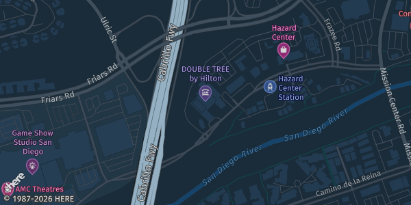 Map showing DoubleTree by Hilton San Diego Mission Valley in San Diego, CA.