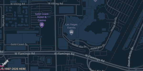 Map showing Rio Hotel & Casino in Las Vegas, NV.