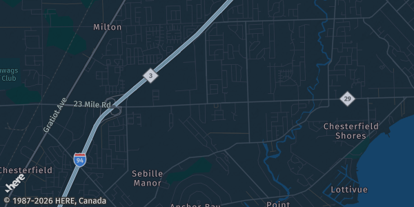 Map of Chesterfield Township, MI. The exact address of Collector's Arena is not known, so the map shows the area rather than a specific building.