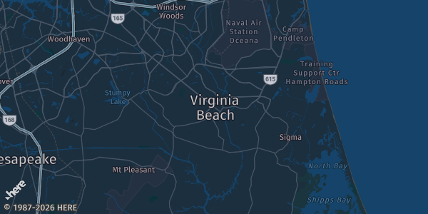 Map of Virginia Beach, VA. The exact address of this venue is not known, so the map shows the area rather than a specific building.