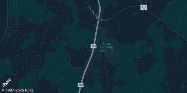 Map of Spring Branch, TX. The exact address of Hampton Inn Event Center is not known, so the map shows the area rather than a specific building.
