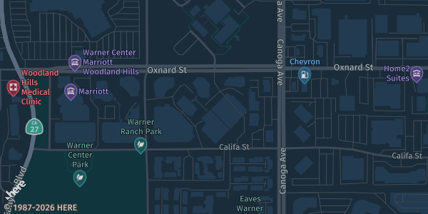 Map showing Warner Center Marriott in Woodland Hills, CA.