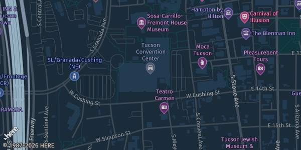 Map showing Tucson Convention Center in Tucson, AZ.