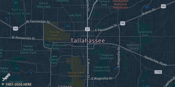 Map of Tallahassee, FL. The exact address of North Florida Fairgrounds is not known, so the map shows the area rather than a specific building.