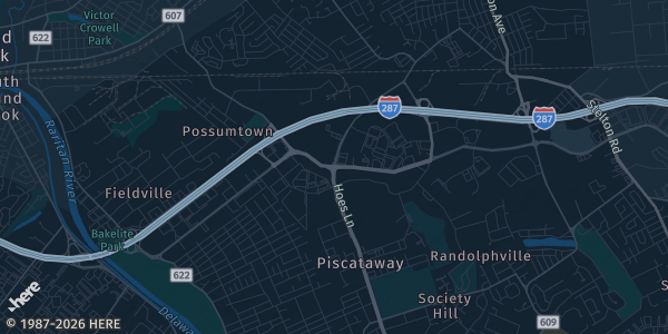 Map of Piscataway, NJ. The exact address of Embassy Suites by Hilton Piscataway Somerset is not known, so the map shows the area rather than a specific building.