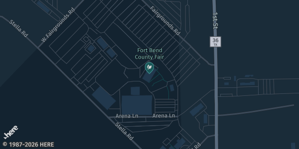 Map showing Fort Bend County Fairgrounds (Building C) in Rosenberg, TX.