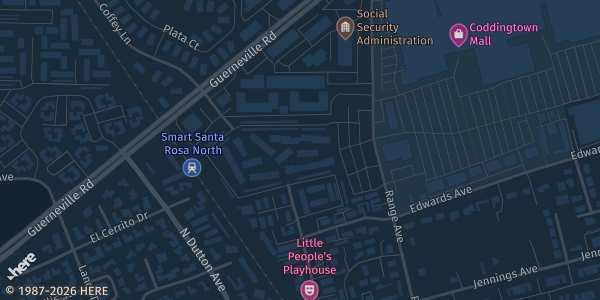 Map showing Coddingtown Mall in Santa Rosa, CA.