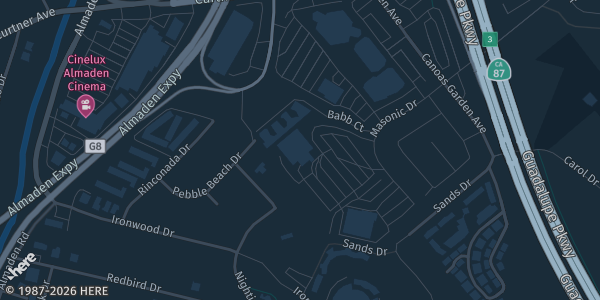 Map showing Scottish Rite Center in San Jose, CA.