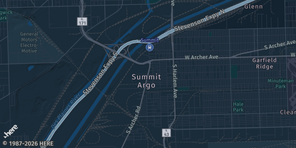 Map of Summit, IL. The exact address of Valladolid Banquet is not known, so the map shows the area rather than a specific building.