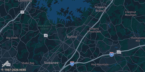 Map of Buford, GA. The exact address of Buford (venue TBA) is not known, so the map shows the area rather than a specific building.