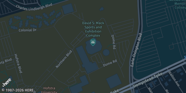 Map showing Hofstra University - David S. Mack Sports and Exhibition Complex in Hempstead, NY.