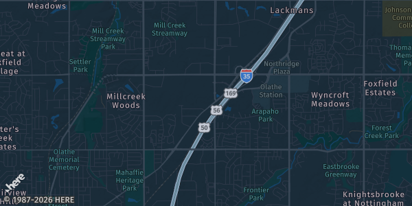 Map of Olathe, KS. The exact address of The Johnson County Card Show: 2-Day Show is not known, so the map shows the area rather than a specific building.