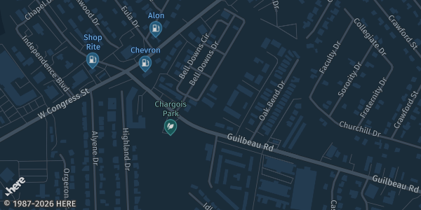 Map showing Evangeline Shrine Club in Lafayette, LA.