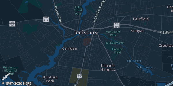 Map of Salisbury, MD. The exact address of The Centre at Salisbury is not known, so the map shows the area rather than a specific building.