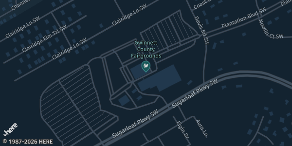 Map showing Gwinnett County Fairgrounds in Lawrenceville, GA.