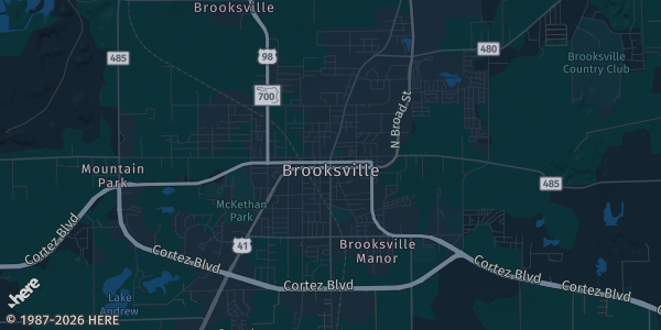 Map of Brooksville, FL. The exact address of Lead Foot City is not known, so the map shows the area rather than a specific building.