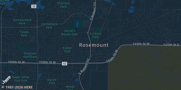 Map of Rosemount, MN. The exact address of TruPlayerz Sports Training & Event Facility is not known, so the map shows the area rather than a specific building.