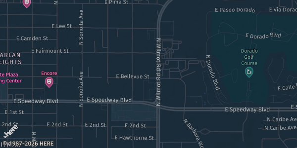 Map showing Tucson Womans Club in Tucson, AZ.