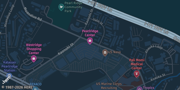 Map showing Pearlridge Center in Aiea, HI.