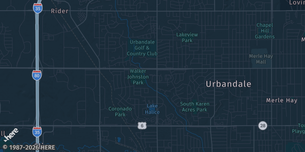Map of Urbandale, IA. The exact address of Hampton Inn and Suites Hotel is not known, so the map shows the area rather than a specific building.